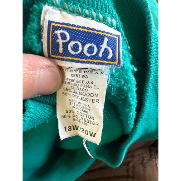 Vintage Pooh Piglet Best Friends Forever Teal Sweatshirt 18W 20W Oversized - Picture 3 of 5